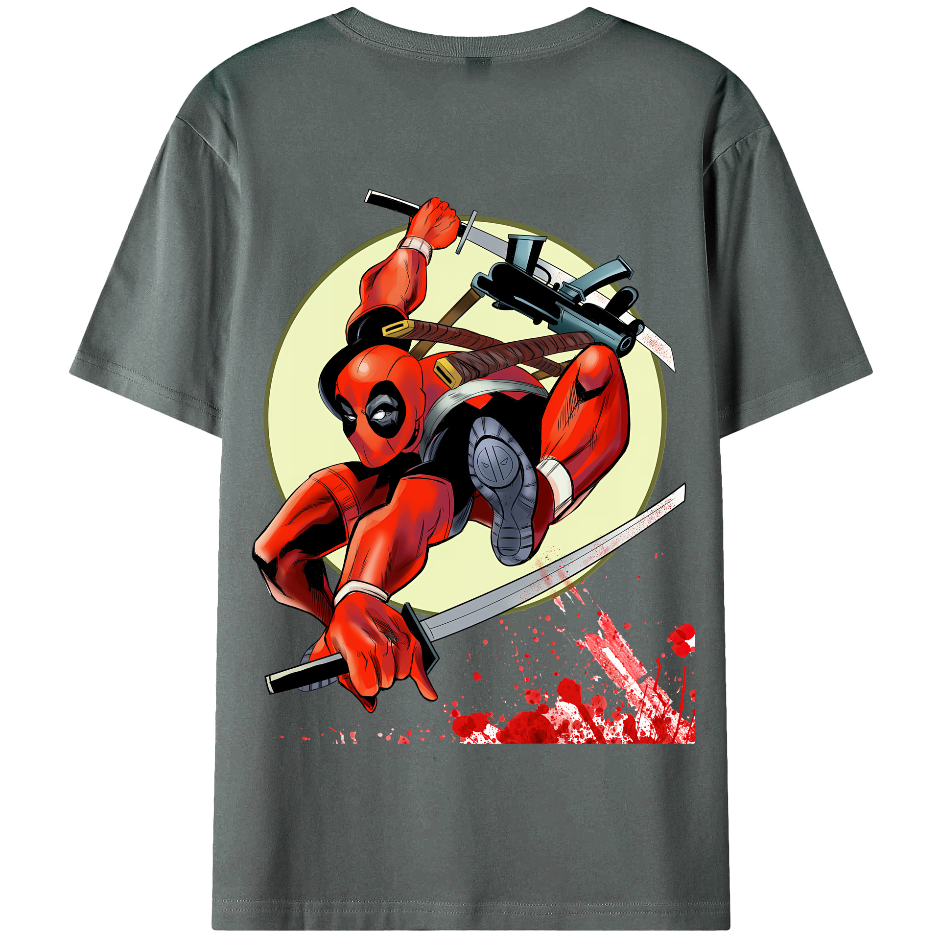 （画像用） Deadpool デッドプール 綿100％半袖Tシャツ（背面プリント）